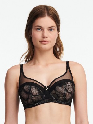 Chantelle True Lace Full Coverage Underwire Bras Black | USA 2265YUK