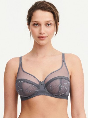 Chantelle True Lace Full Coverage Underwire Bras Slate Grey | USA 1091WYF