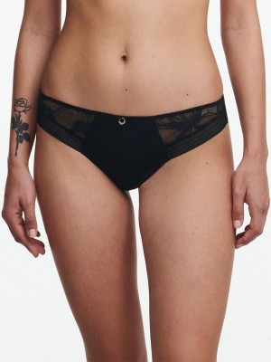 Chantelle True Lace Thong Panties Black | USA 2419APH