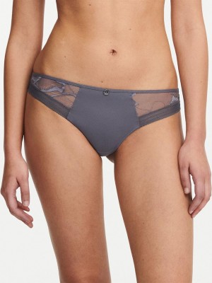 Chantelle True Lace Thong Panties Slate Grey | USA 2368PQJ