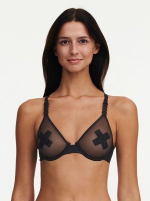 Chantelle Xplicit Unlined Plunge Bras Black | USA 2160TVJ