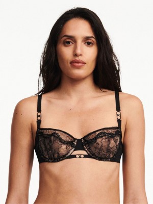 Chantelle Xtravagant Lace Lightly Lined Bandeau Bras Black | USA 2173KIR