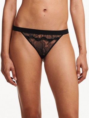 Chantelle Xtravagant Lace Thong Panties Black | USA 2444SOG