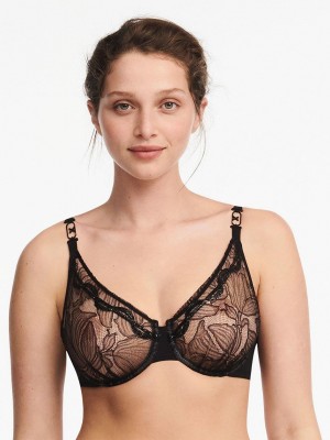 Chantelle Xtravagant Lace Unlined Underwire Bras Black | USA 2259MAS