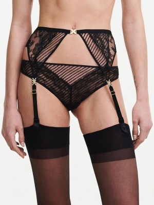 Chantelle tXture Garter Belt Lingerie Black | USA 2541LHI