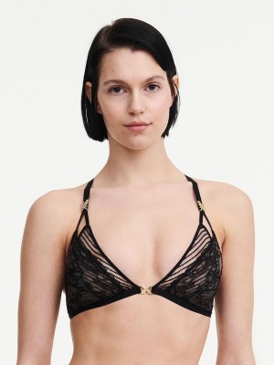 Chantelle tXture Wirefree Trianglelette Bras Black | USA 2316PQJ