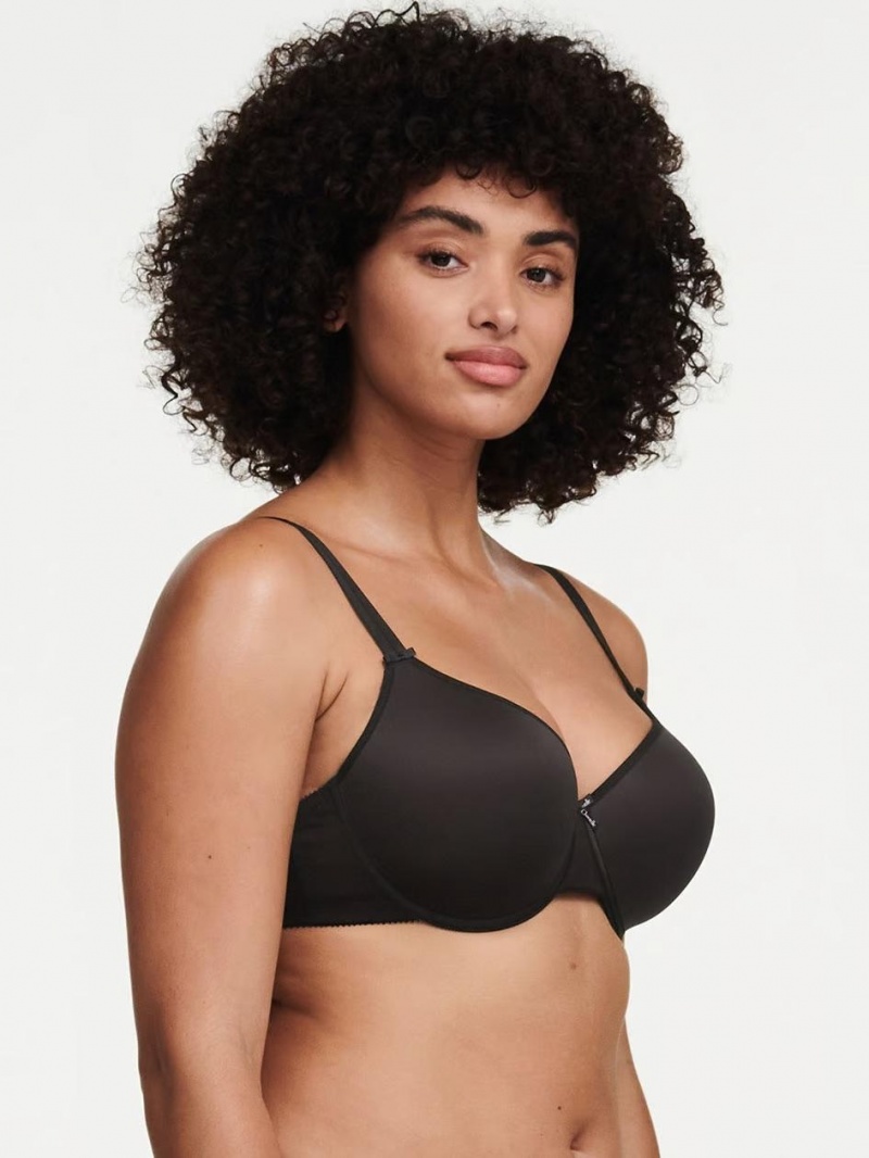 Chantelle Basic Invisible Smooth Support T-Shirt Bras Black | USA 1554VDO