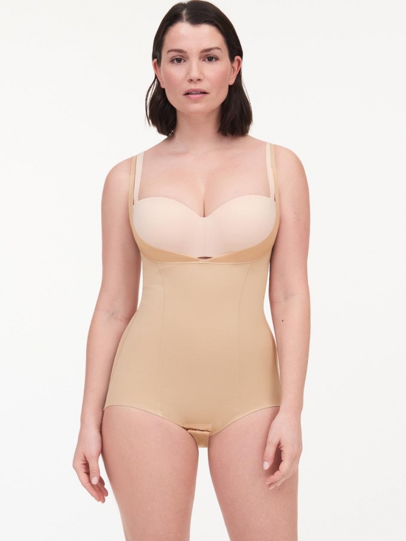 Chantelle Basic Shaping Open Bust Bodysuit Shapewear Nude Sand | USA 2120JJE