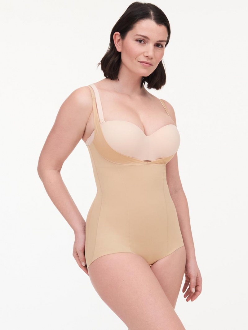 Chantelle Basic Shaping Open Bust Bodysuit Shapewear Nude Sand | USA 2120JJE