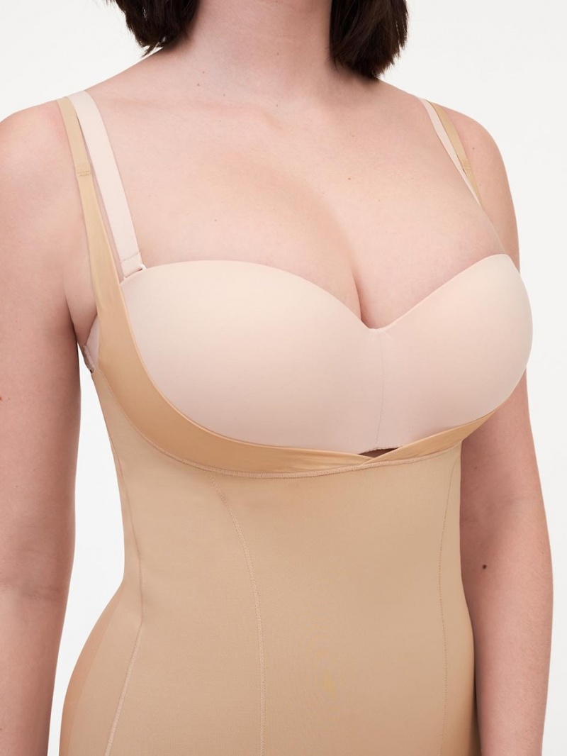 Chantelle Basic Shaping Open Bust Bodysuit Shapewear Nude Sand | USA 2120JJE