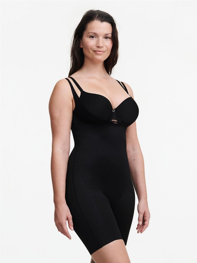 Chantelle Basic Shaping Open Bust Mid-Thigh Shapewear Black | USA 2121KIR