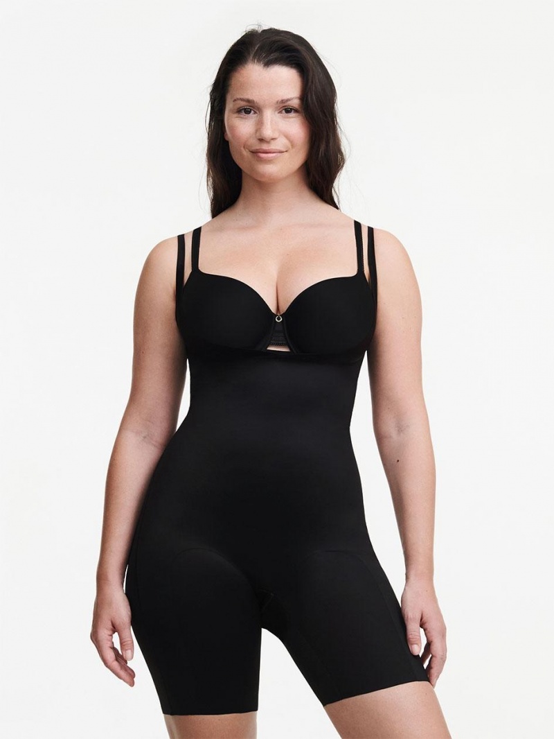 Chantelle Basic Shaping Open Bust Mid-Thigh Shapewear Black | USA 2121KIR