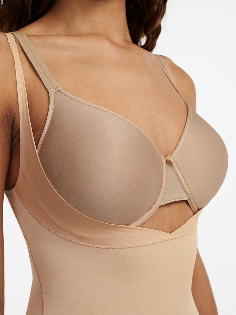 Chantelle Basic Shaping Open Bust Mid-Thigh Shapewear Nude Sand | USA 2122LHT