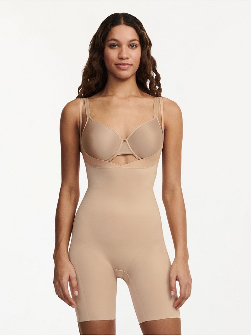 Chantelle Basic Shaping Open Bust Mid-Thigh Shapewear Nude Sand | USA 2122LHT