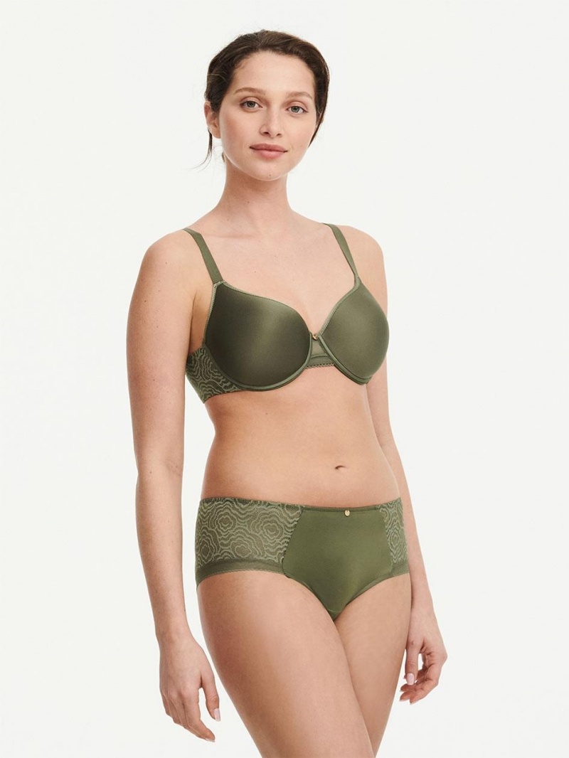 Chantelle C Jolie Comfort Convertible T-Shirt Bras Khaki Army | USA 1561RWH