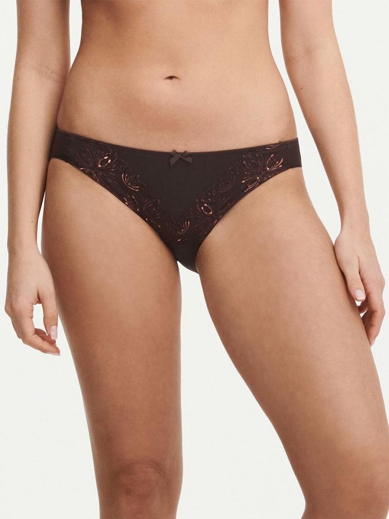 Chantelle Champs Elysees Bikini Panties Glossy Brown | USA 2524PQJ