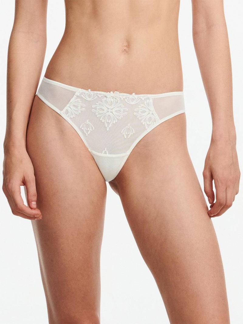 Chantelle Champs Elysées Lace Thong Panties Ivory | USA 2041HKW