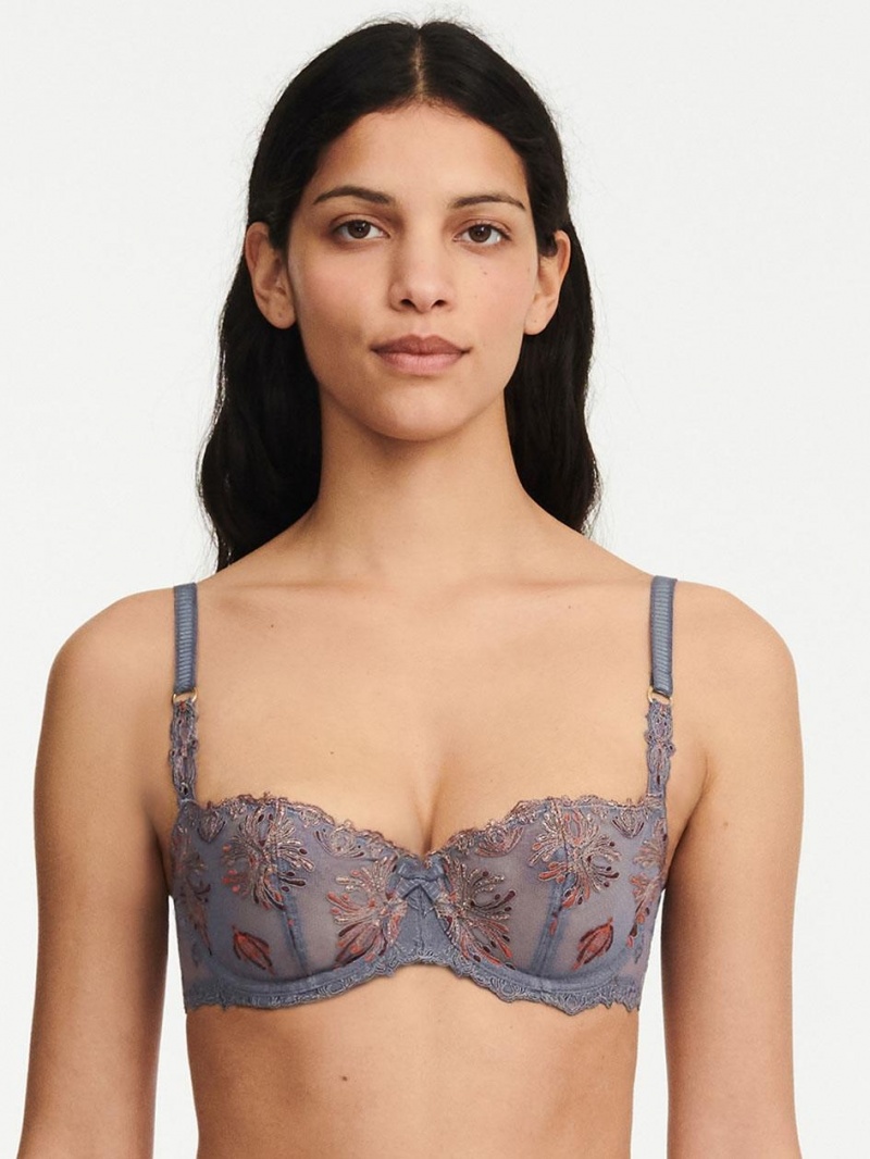 Chantelle Champs Elysées Lace Unlined Demi Bras Slate Grey | USA 2284NBA