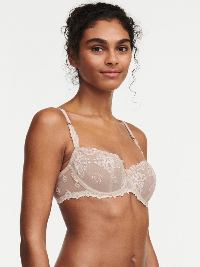 Chantelle Champs Elysées Lace Unlined Demi Bras Nude Cappuccino | USA 2288EXG