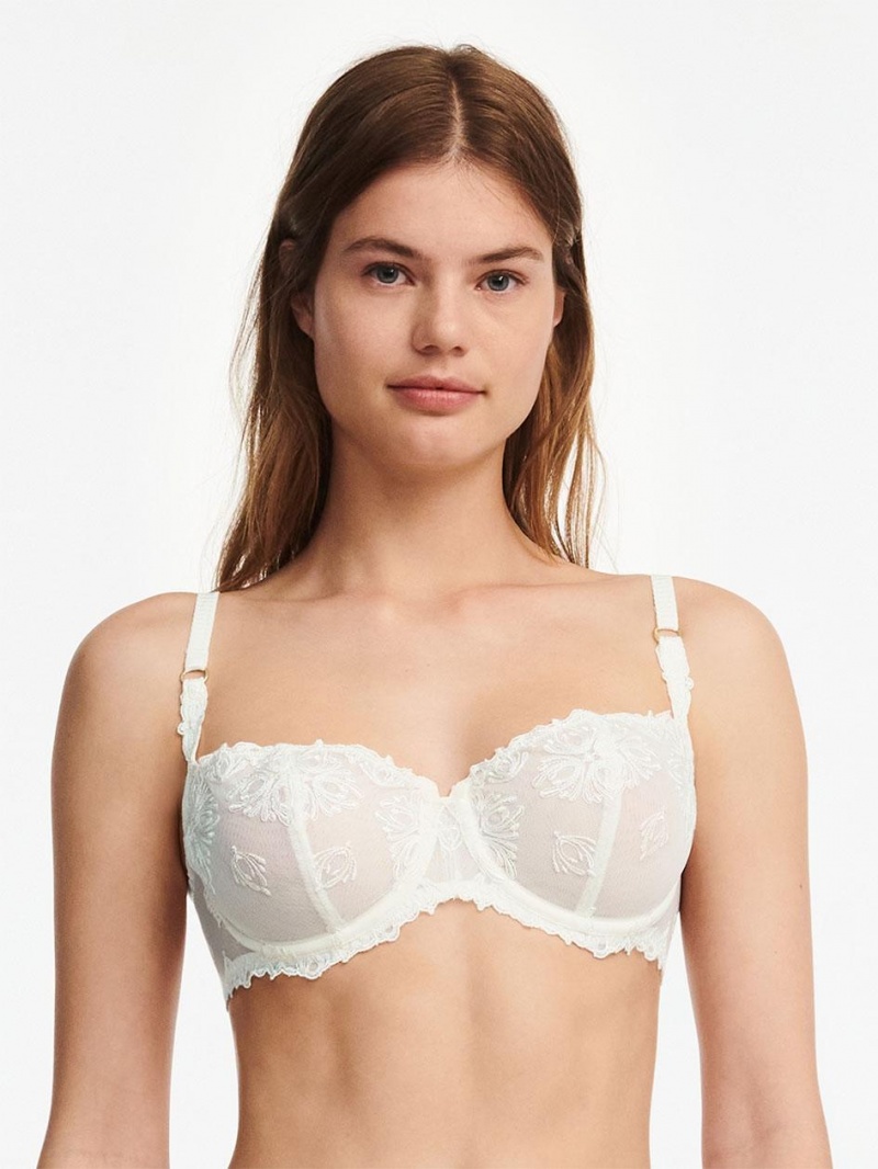 Chantelle Champs Elysées Lace Unlined Demi Bras Ivory | USA 2337GLS