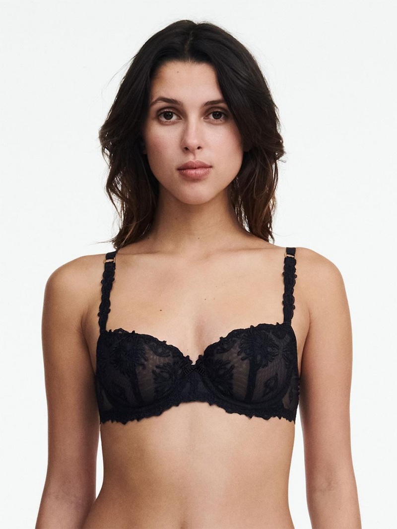 Chantelle Champs Elysées Lace Unlined Demi Bras Black | USA 1371CEI