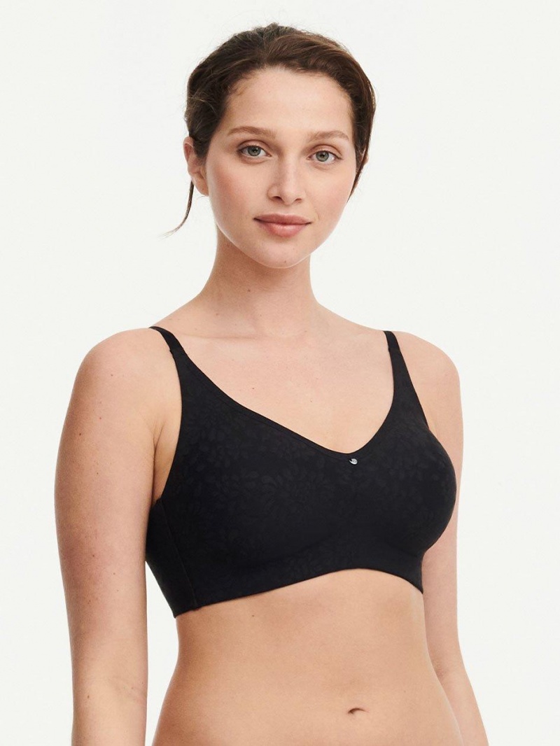 Chantelle Comfort Chic Back Smoothing Full Support Wireless Bras Black | USA 1378EXG