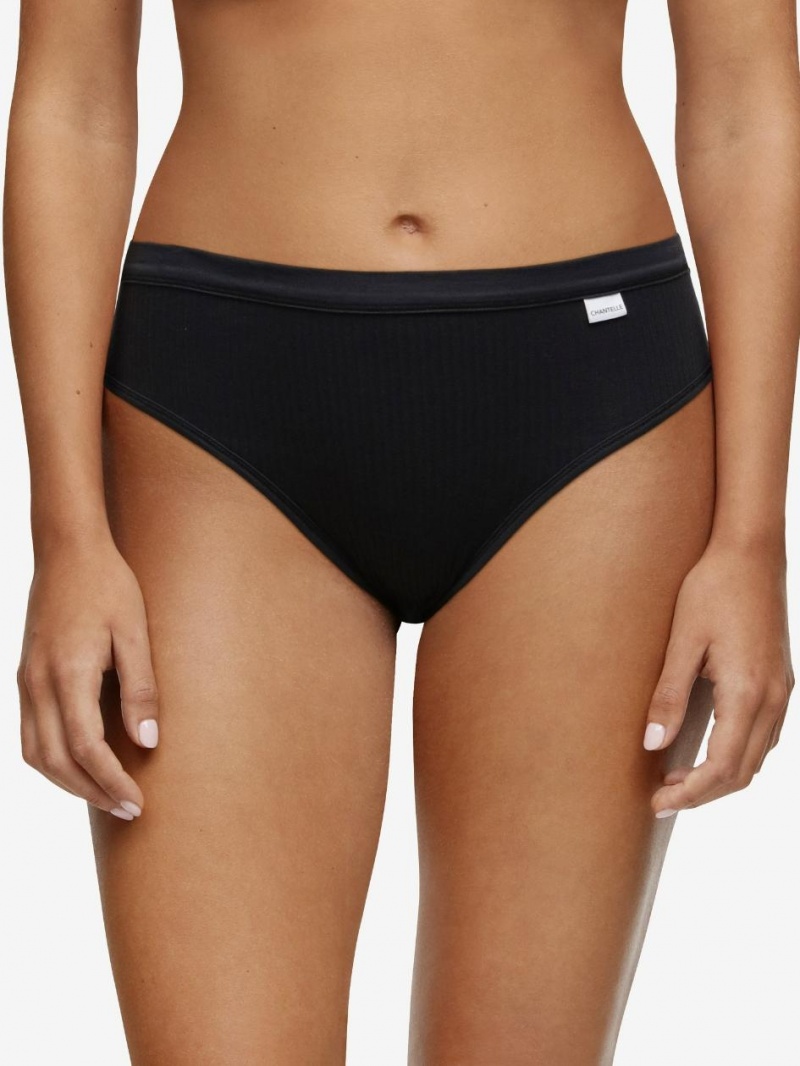 Chantelle Cotton Comfort Hi-Cut Brief Panties Black | USA 2059ISZ