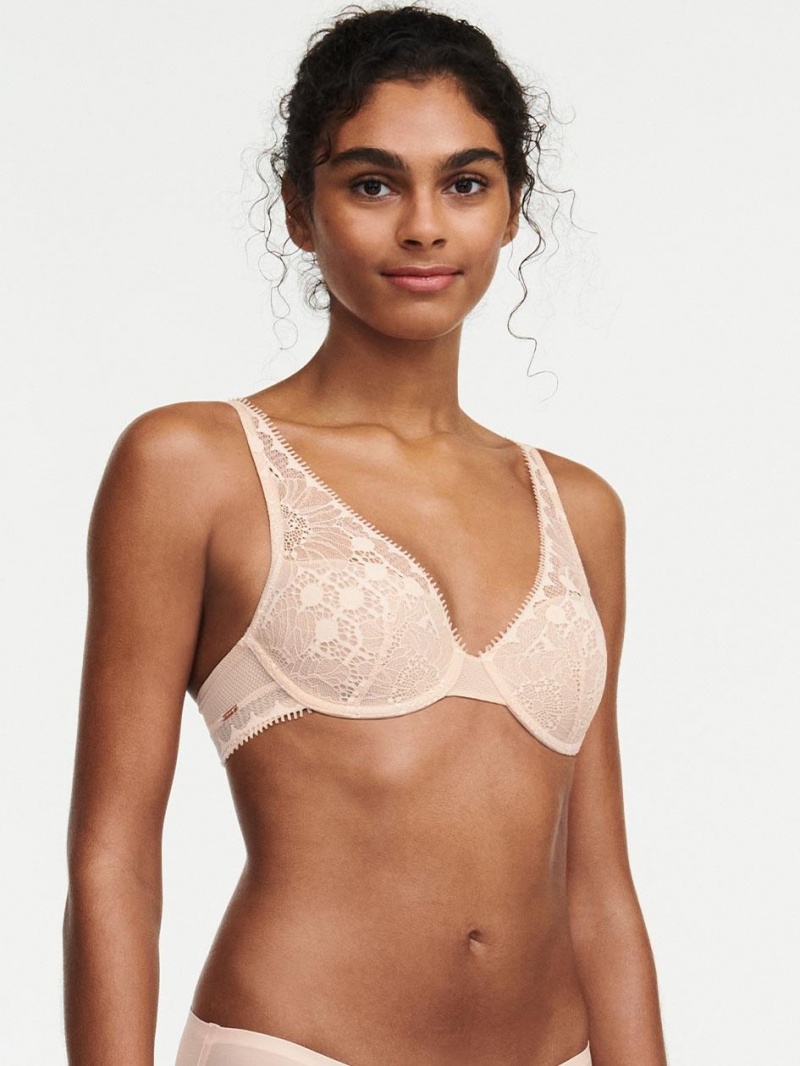 Chantelle Day to Night Lace Convertible Plunge Bras Nude Blush | USA 2225KIR