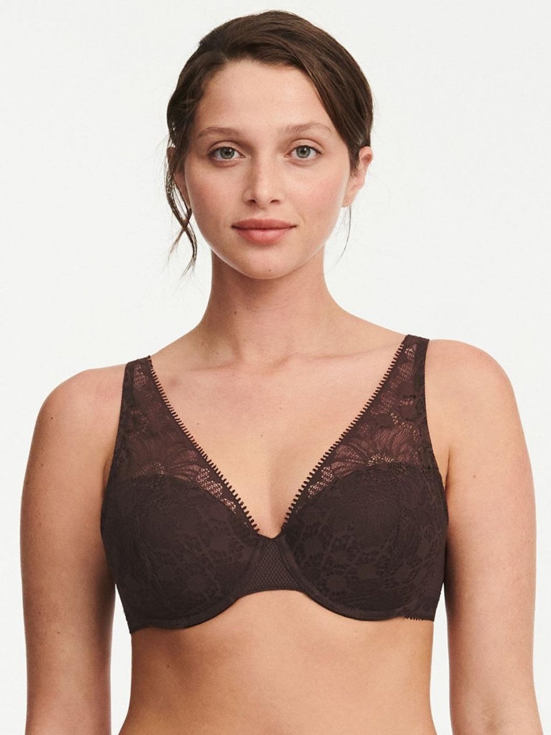 Chantelle Day to Night Lace Lightweight Plunge Bras Nude Chestnut | USA 2238TVJ