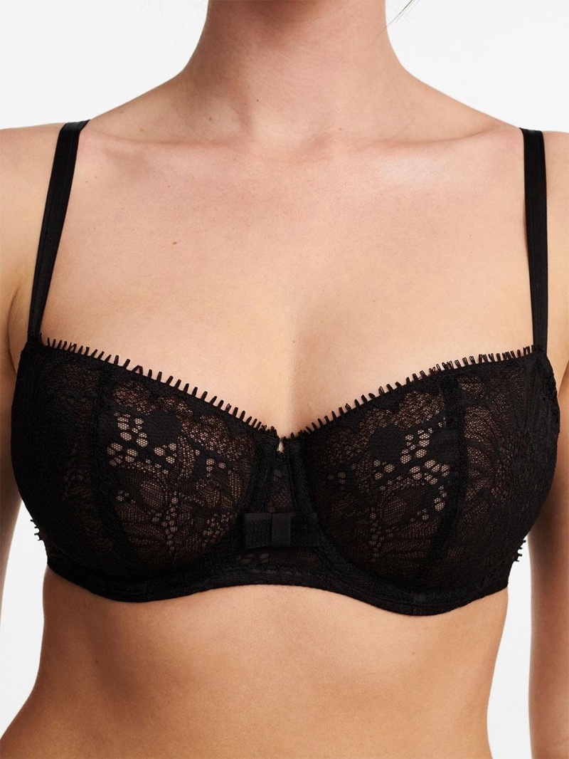 Chantelle Day to Night Lace Unlined Demi Bras Black | USA 2282VDO