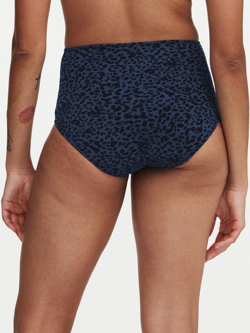 Chantelle Essential Leakproof High Waist Brief Panties Blue Leopard | USA 1728GLQ