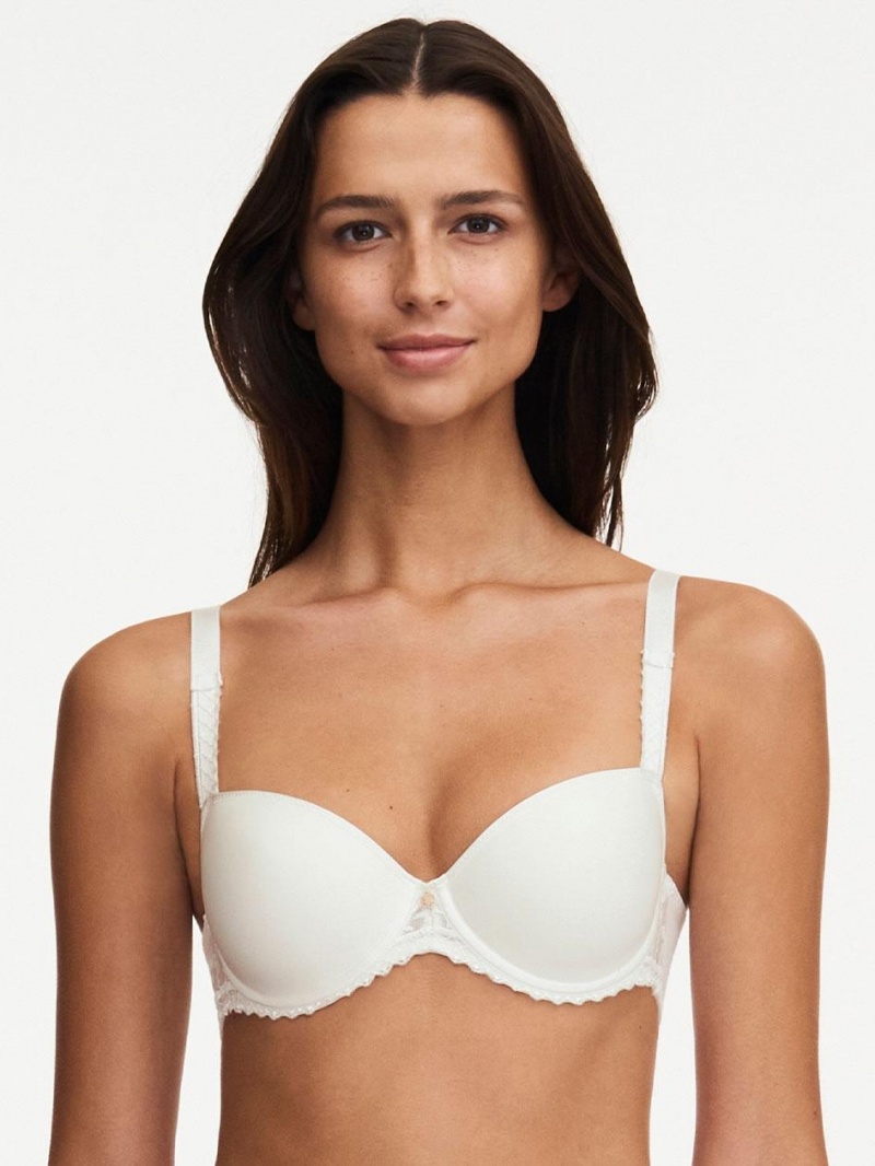 Chantelle Every Curve Demi Memory Foam Bras Milk | USA 1312GLQ