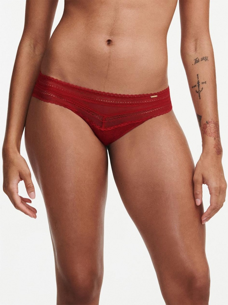 Chantelle Festivité Lace Cheeky Bikini Panties Scarlett Red | USA 2483NBW