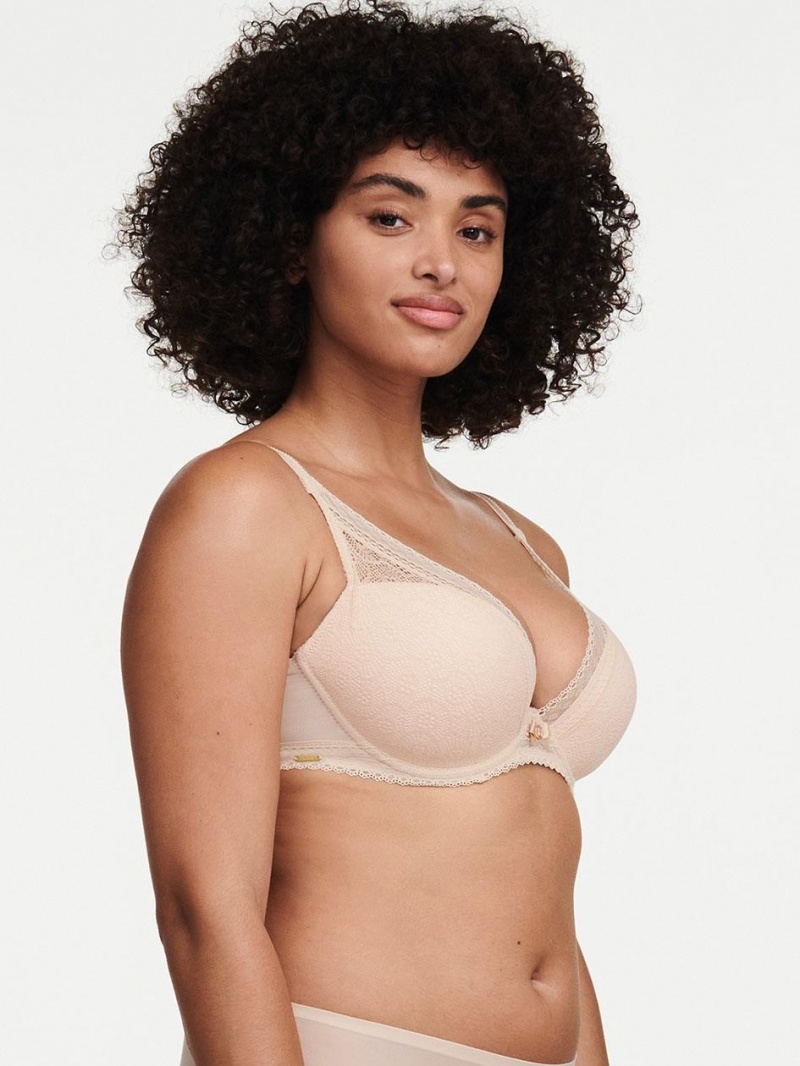 Chantelle Festivité Lace Plunge Bras Nude Blush | USA 2276JJE