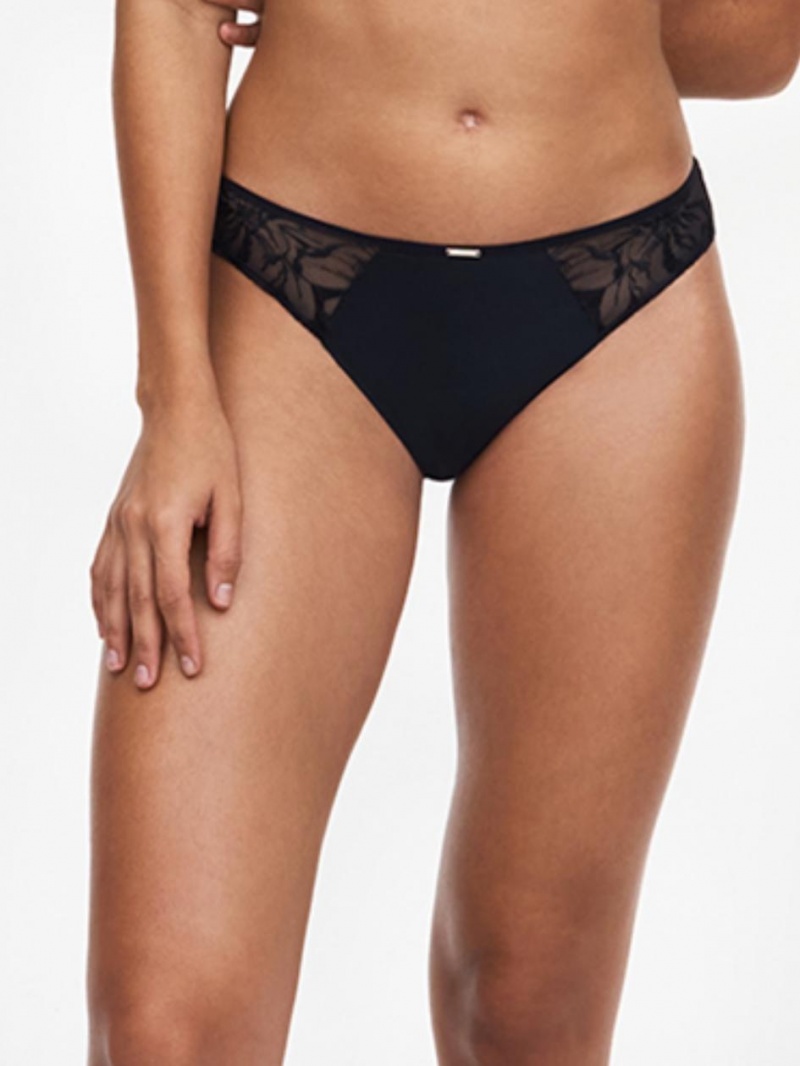 Chantelle Fleurs Bikini Panties Black | USA 2526ISL