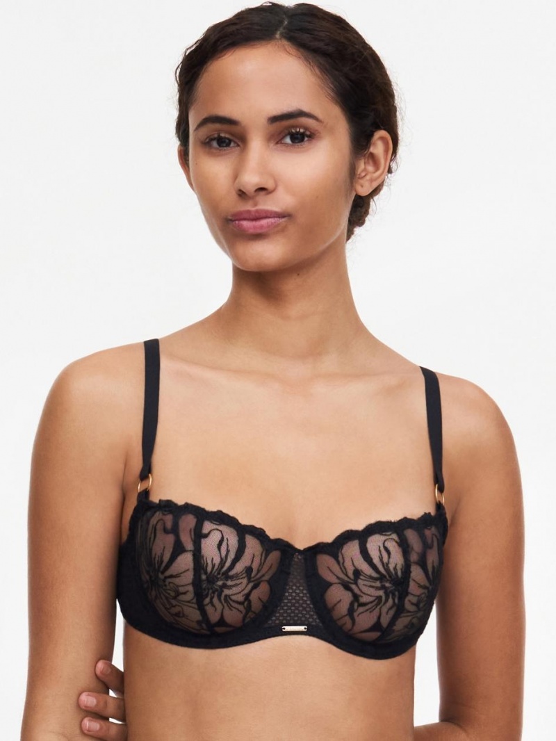 Chantelle Fleurs Demi Bras Black | USA 1621SOB