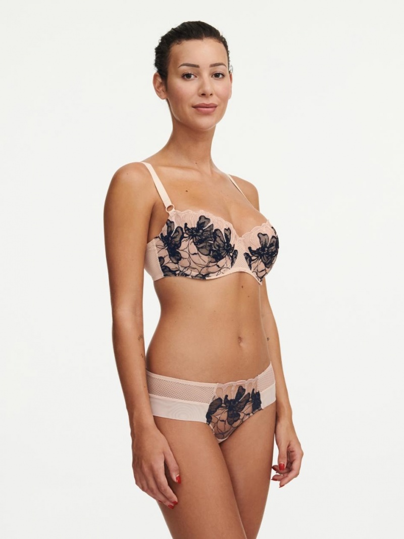 Chantelle Fleurs Signature Demi Bras Nude Blush/Black | USA 2139PQC