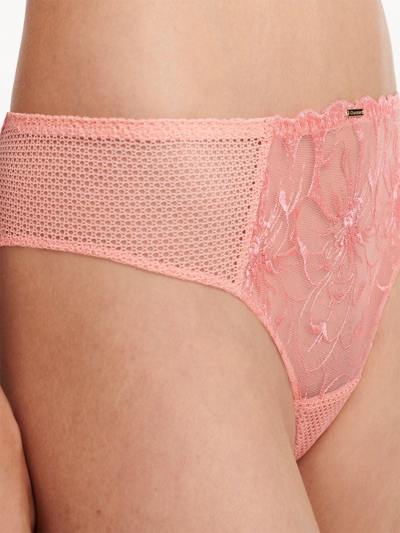 Chantelle Fleurs Tanga Panties Candlelight Peach | USA 2503TVC