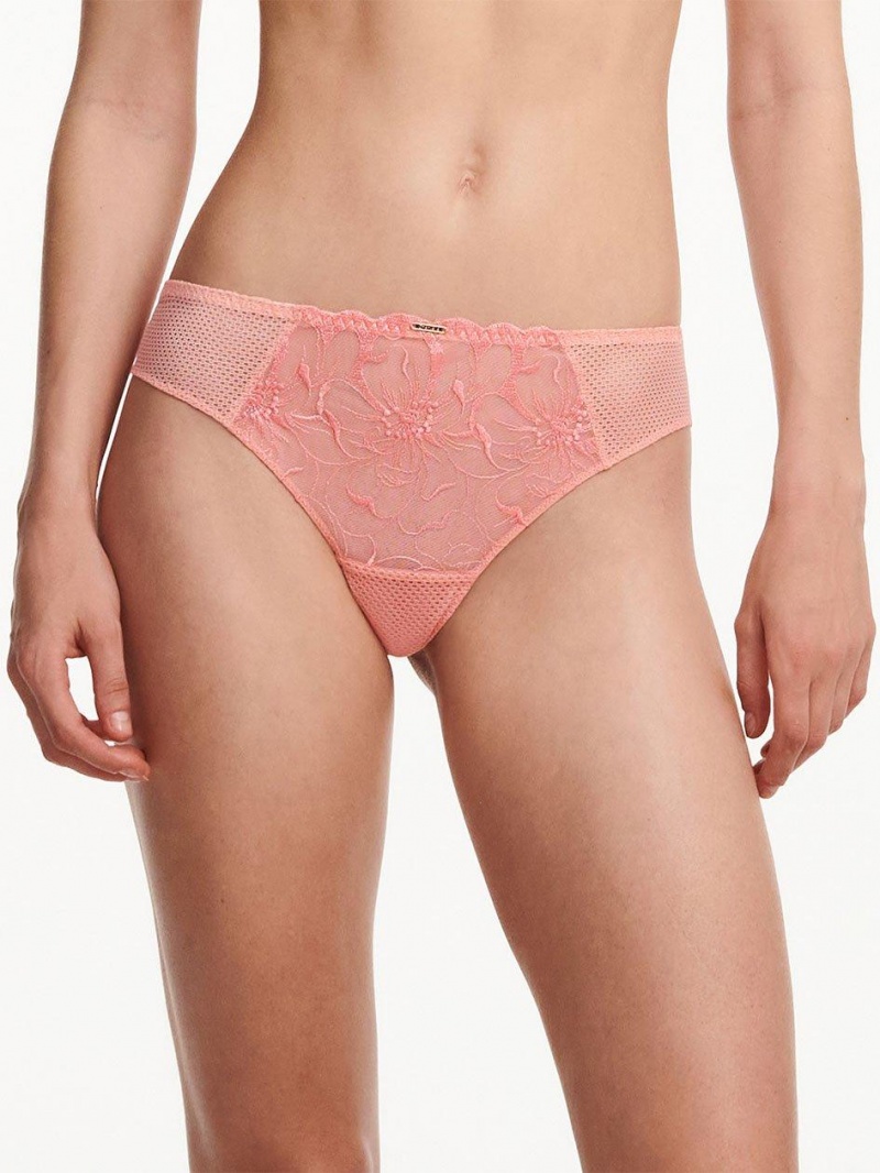 Chantelle Fleurs Tanga Panties Candlelight Peach | USA 2503TVC