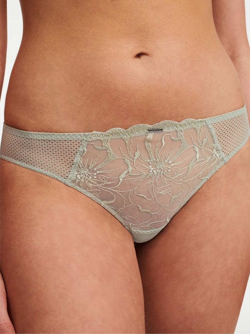 Chantelle Fleurs Tanga Panties Green Tea | USA 2492HKA