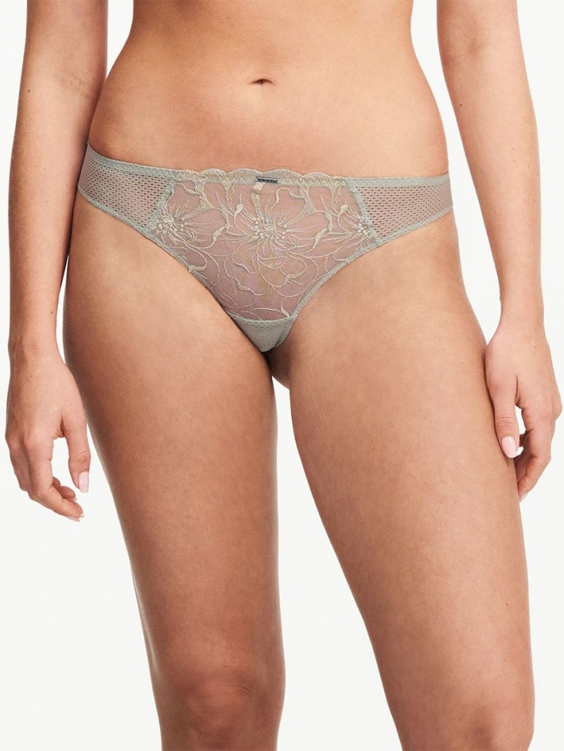 Chantelle Fleurs Tanga Panties Green Tea | USA 2492HKA