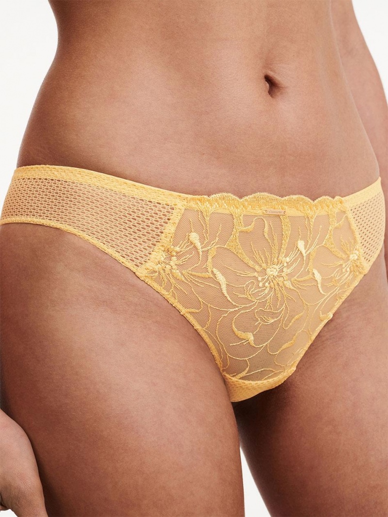 Chantelle Fleurs Tanga Panties Yellow Sunshine | USA 2467GLS