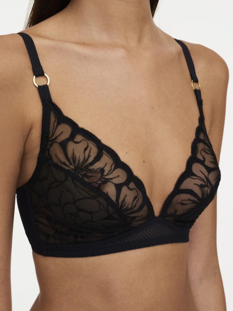 Chantelle Fleurs Wirefree Bras Black | USA 1128DNN