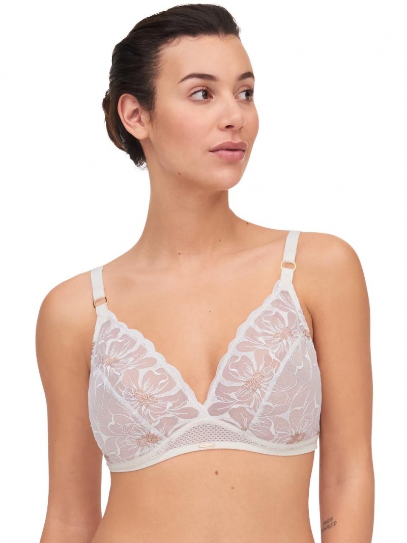 Chantelle Fleurs Wirefree Bras Ivory/Gold | USA 2290TVJ