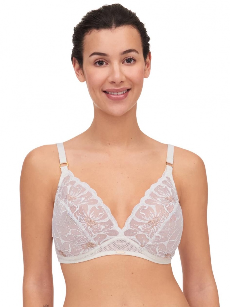 Chantelle Fleurs Wirefree Bras Ivory/Gold | USA 2290TVJ