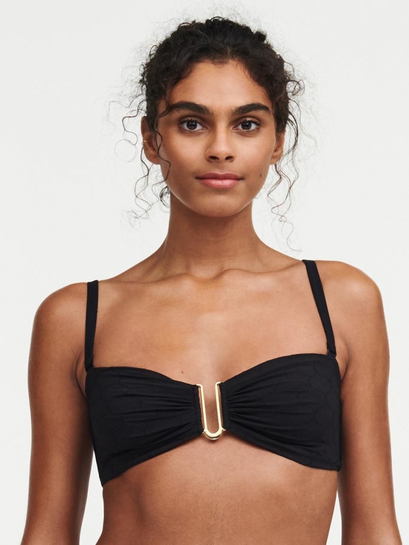 Chantelle Glow Wireless Bandeau Top Swim Black | USA 2561NBW