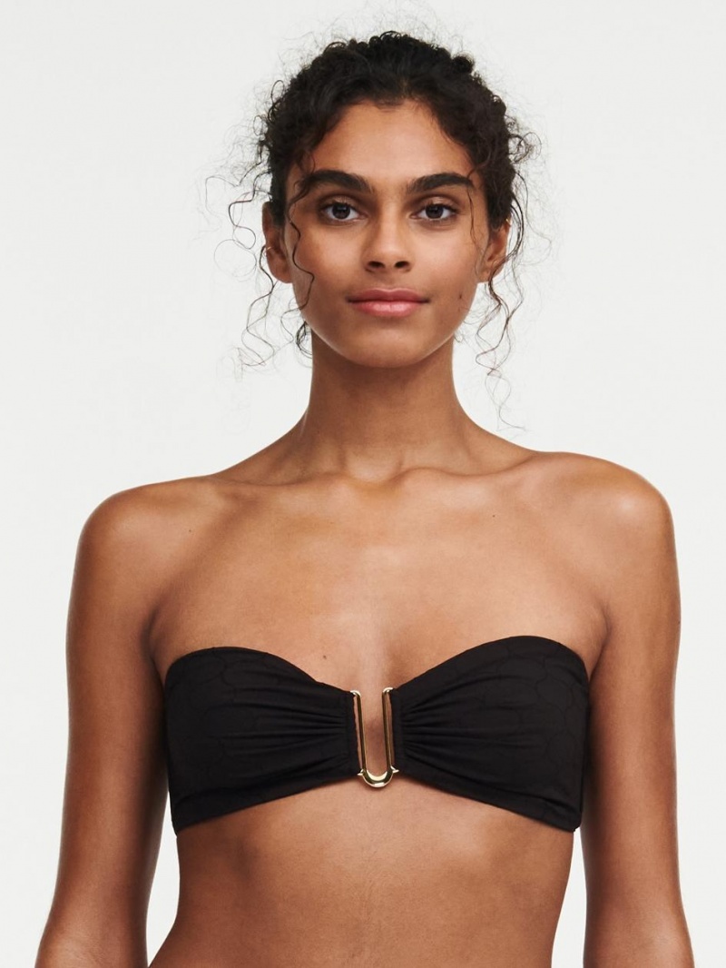 Chantelle Glow Wireless Bandeau Top Swim Black | USA 2561NBW