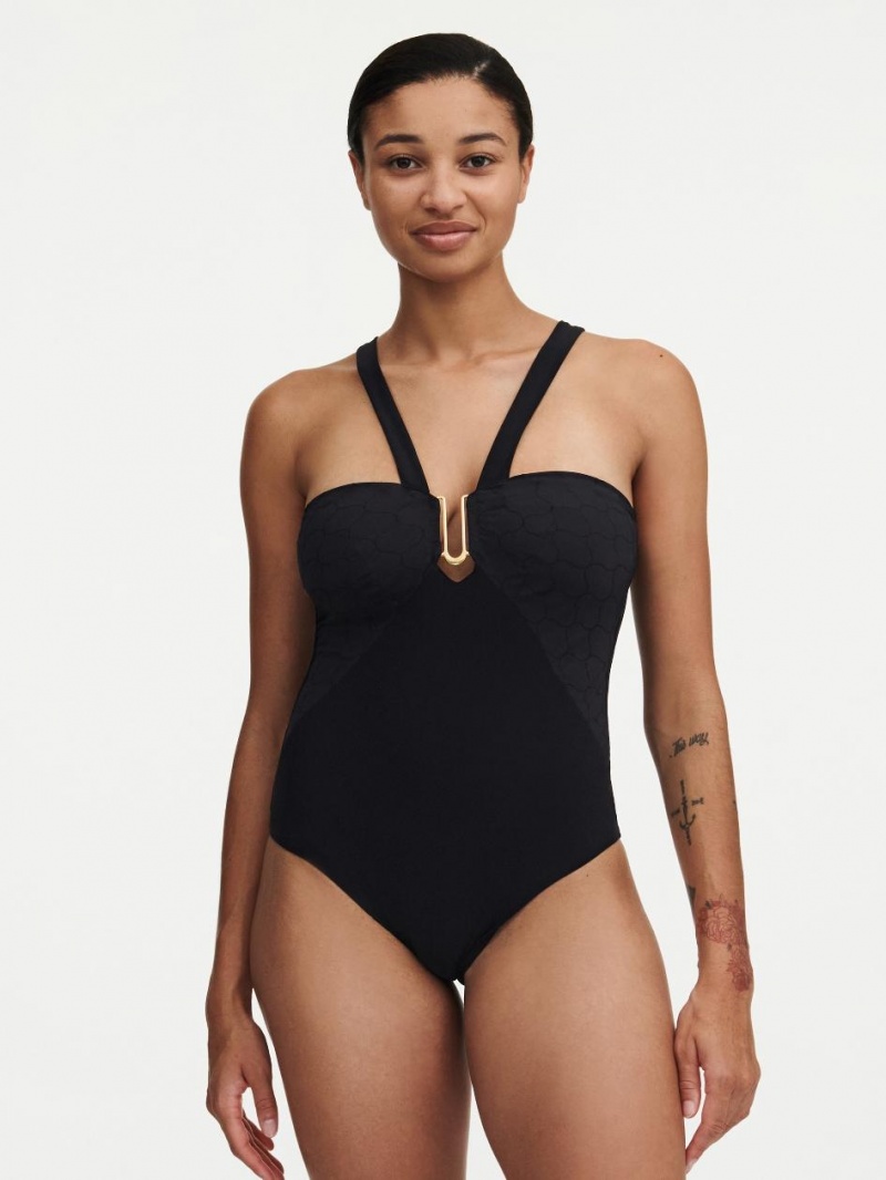 Chantelle Glow Wirelesssuit Swim Black | USA 2558WYN