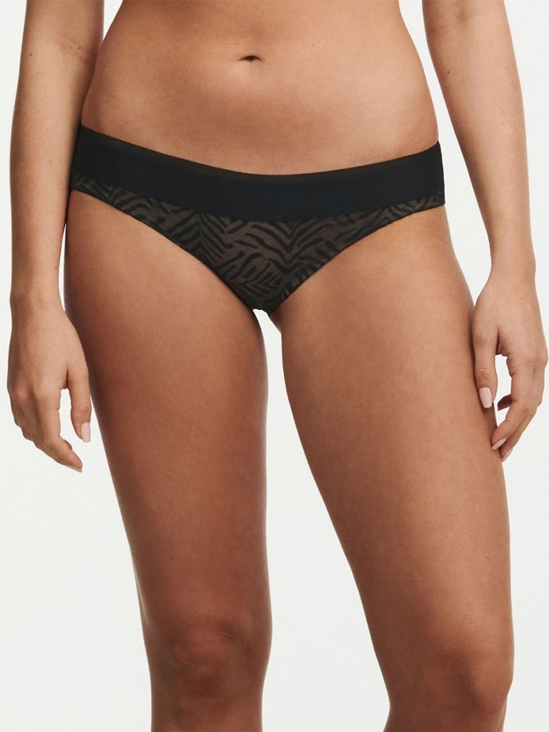 Chantelle Graphic Allure Lace Bikini Panties Black | USA 1908DNN