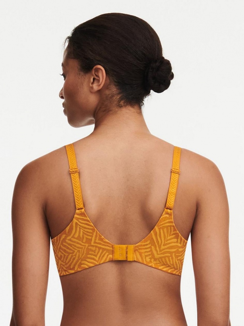 Chantelle Graphic Allure Lace Plunge T-Shirt Bras Ocre | USA 2236EXG